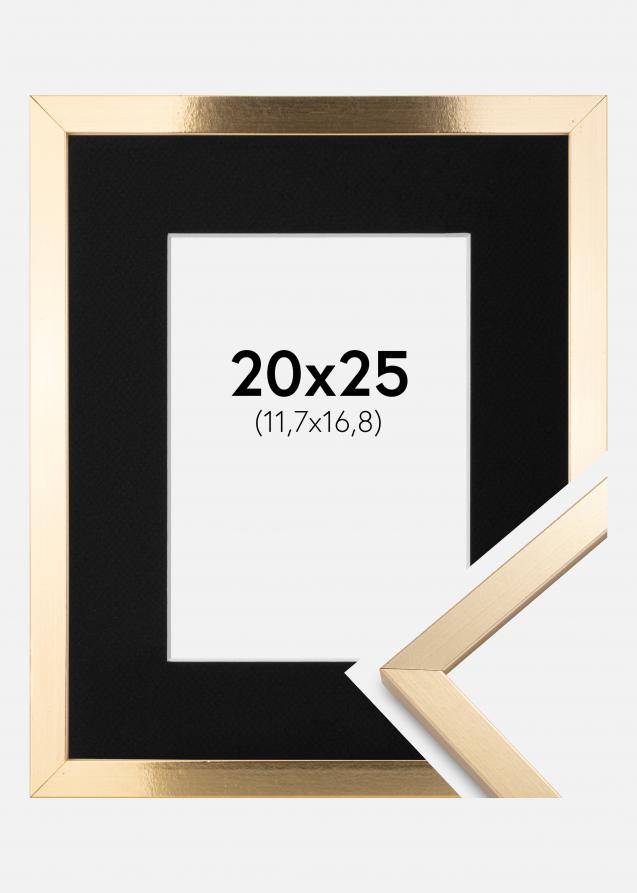 Ram med passepartou Frame Trendy Gold 20x25 cm - Picture Mount Black 5x7 inches