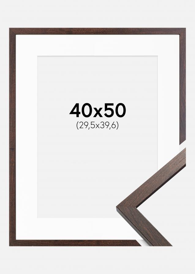 Ram med passepartou Frame Trendy Walnut 40x50 cm - Picture Mount White 12x16 inches