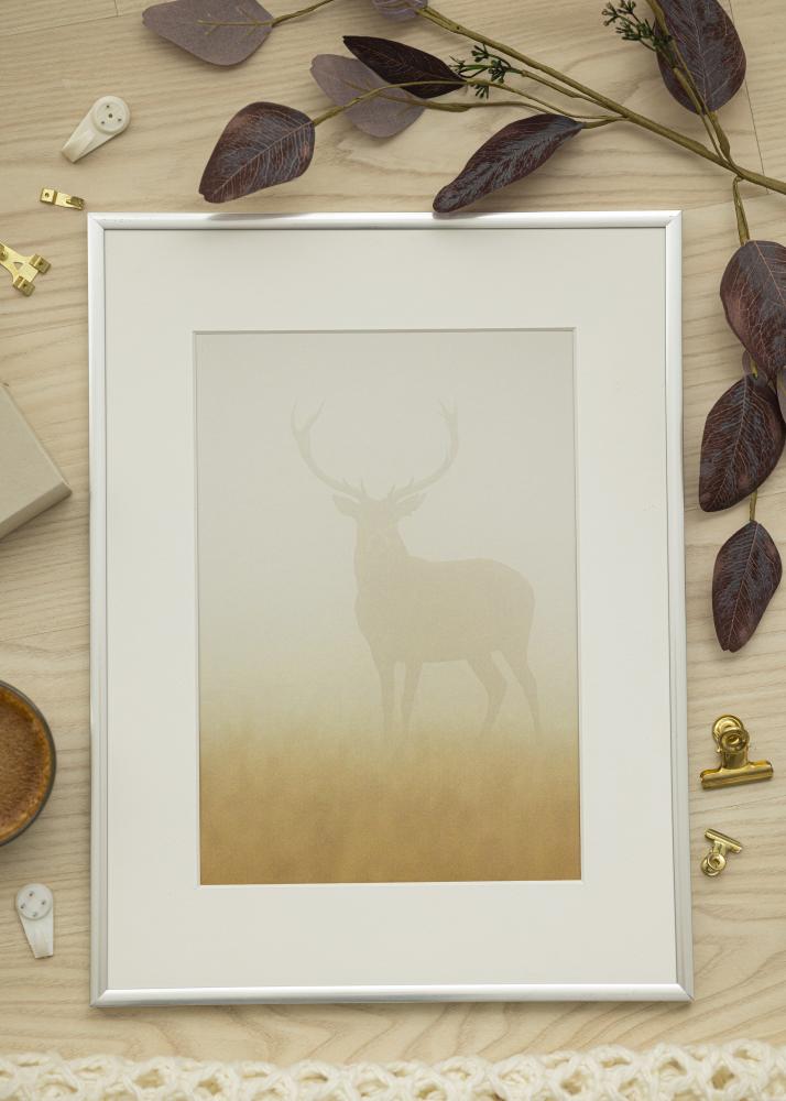 Ram med passepartou Frame New Lifestyle Silver 50x70 cm - Picture Mount White 16x24 inches
