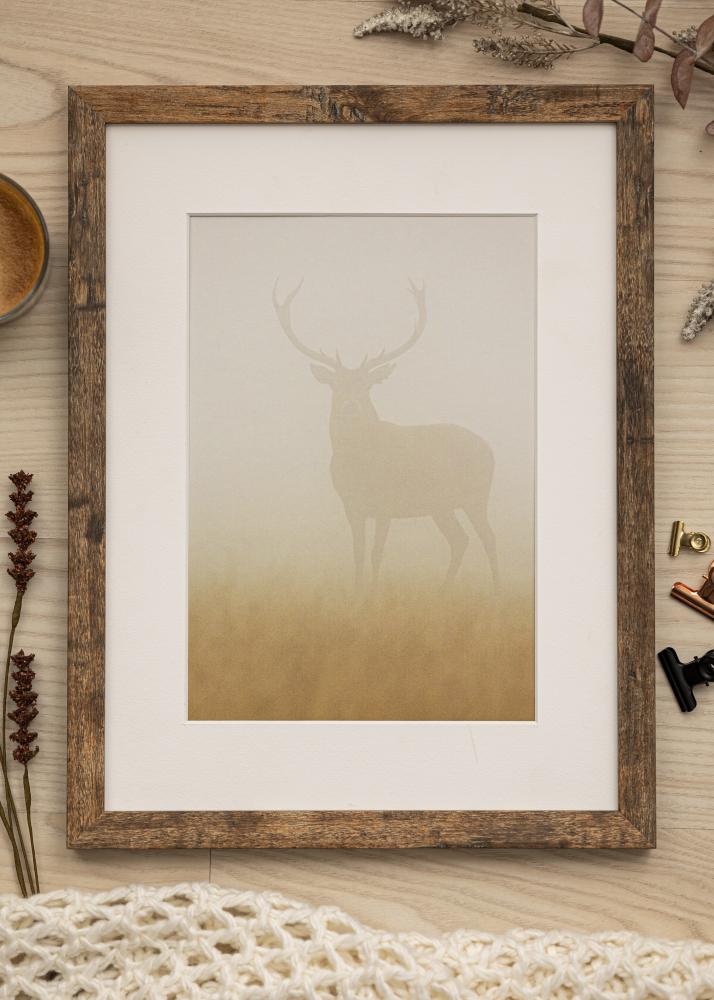 Ram med passepartou Frame Fiorito Washed Oak 50x70 cm - Picture Mount White 16x24 inches