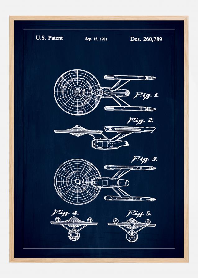 Bildverkstad Patent drawing - Star Trek - USS Enterprise - Blue Poster