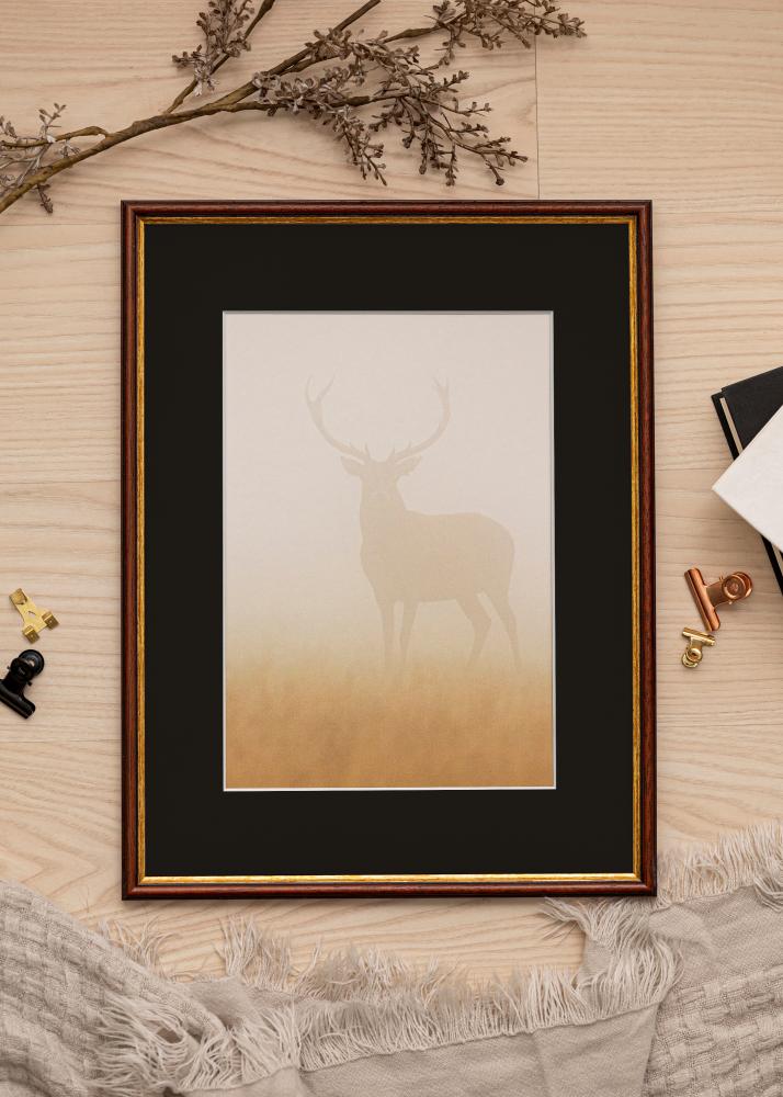 Ram med passepartou Frame Horndal Brown 45x60 cm - Picture Mount Black 12x18 inches