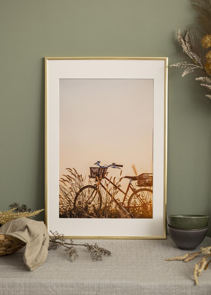 Ram med passepartou Frame New Lifestyle Shiny Gold 40x50 cm - Picture Mount White 29.7x42 cm (A3)