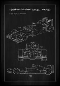 Lagervaror egen produktion Patent Print - Formula 1 Racing Car - Black Poster