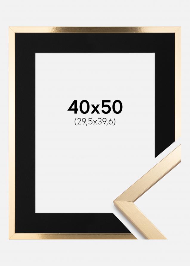 Ram med passepartou Frame Trendy Gold 40x50 cm - Picture Mount Black 12x16 inches