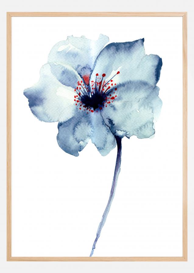 Lagervaror egen produktion Aquarelle Flower - Blue Poster