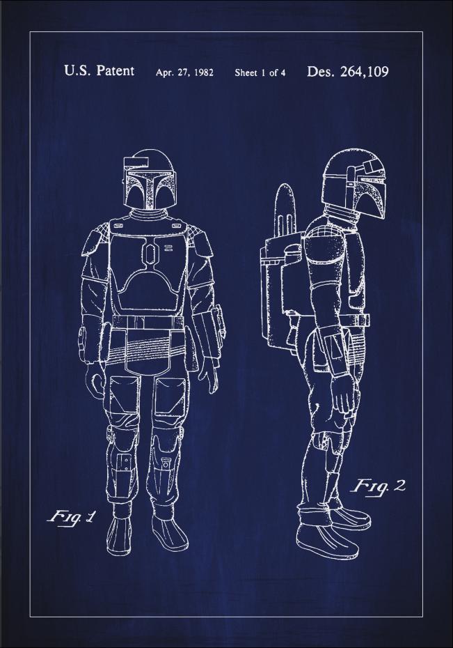Bildverkstad Patent drawing - Star Wars - Boba Fett - Blue Poster