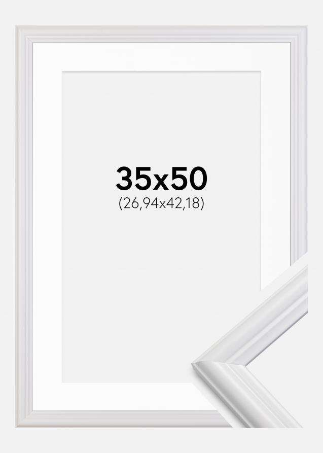 Ram med passepartou Frame Siljan White 35x50 cm - Picture Mount White 11x17 inches