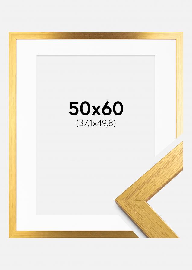 Ram med passepartou Frame Gold Wood 50x60 cm - Picture Mount White 15x20 inches