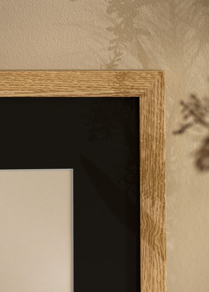 Ram med passepartou Frame Selection Oak 15x20 cm - Picture Mount Black 4x6 inches