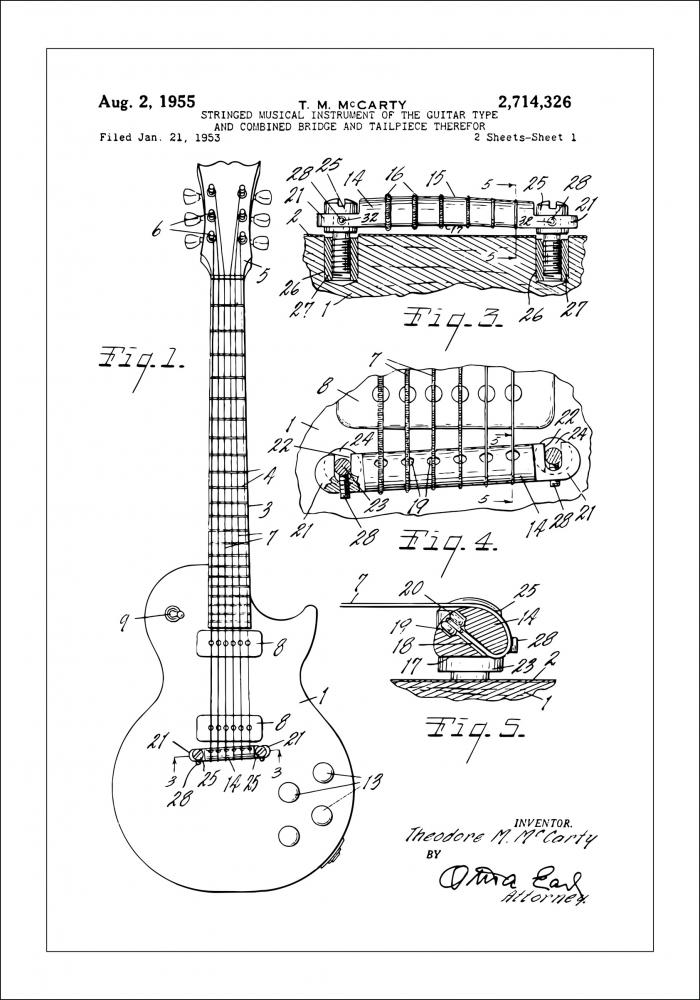 Bildverkstad Patent drawing - Electric guitar I Poster