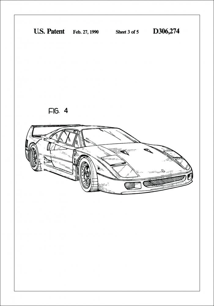 Bildverkstad Patent drawing - Ferrari F40 II Poster