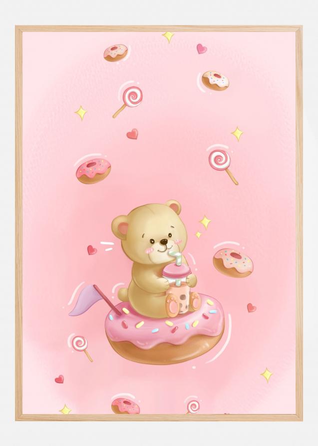 Bildverkstad Teddy Bear and Donut cake Poster