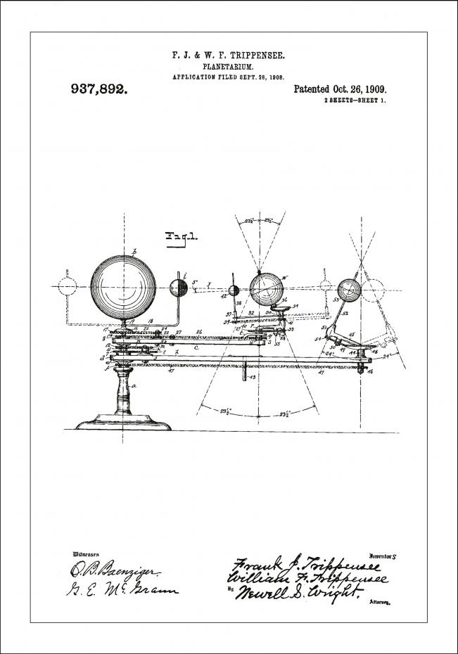 Bildverkstad Patent drawing - Planetarium - White Poster