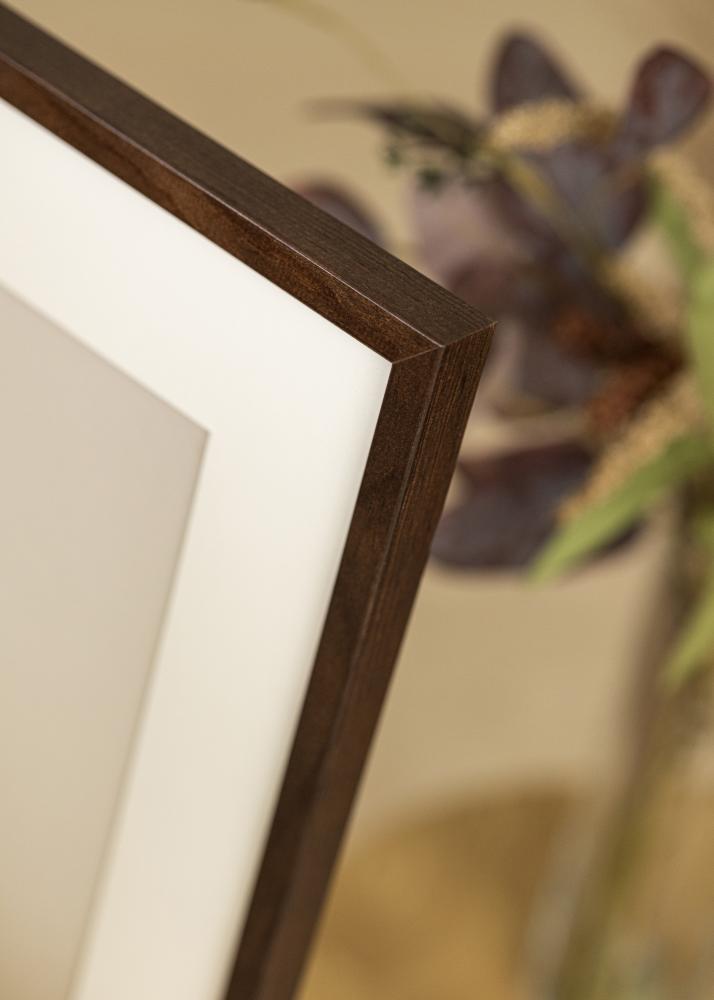Ram med passepartou Frame E-Line Walnut 50x70 cm - Picture Mount White 16x24 inches