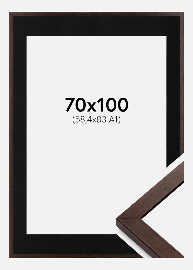 Ram med passepartou Frame Selection Walnut 70x100 cm - Picture Mount Black 59.4x84 cm (A1)