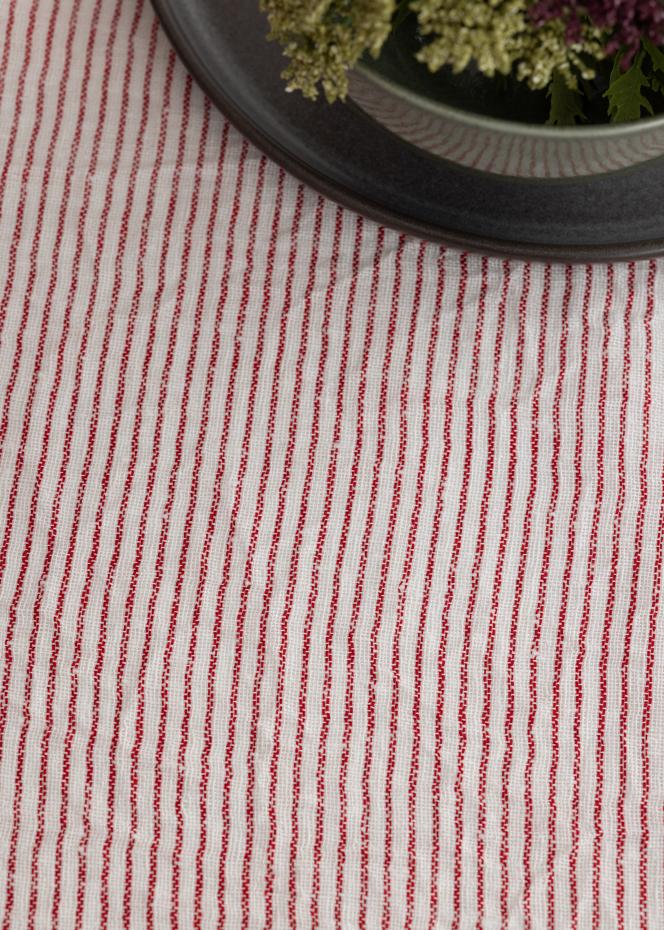 Fondaco Tablecloth Theo - White/Red 140x250 cm