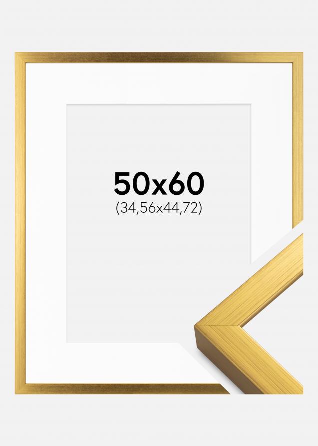 Ram med passepartou Frame Falun Gold 50x60 cm - Picture Mount White 14x18 inches
