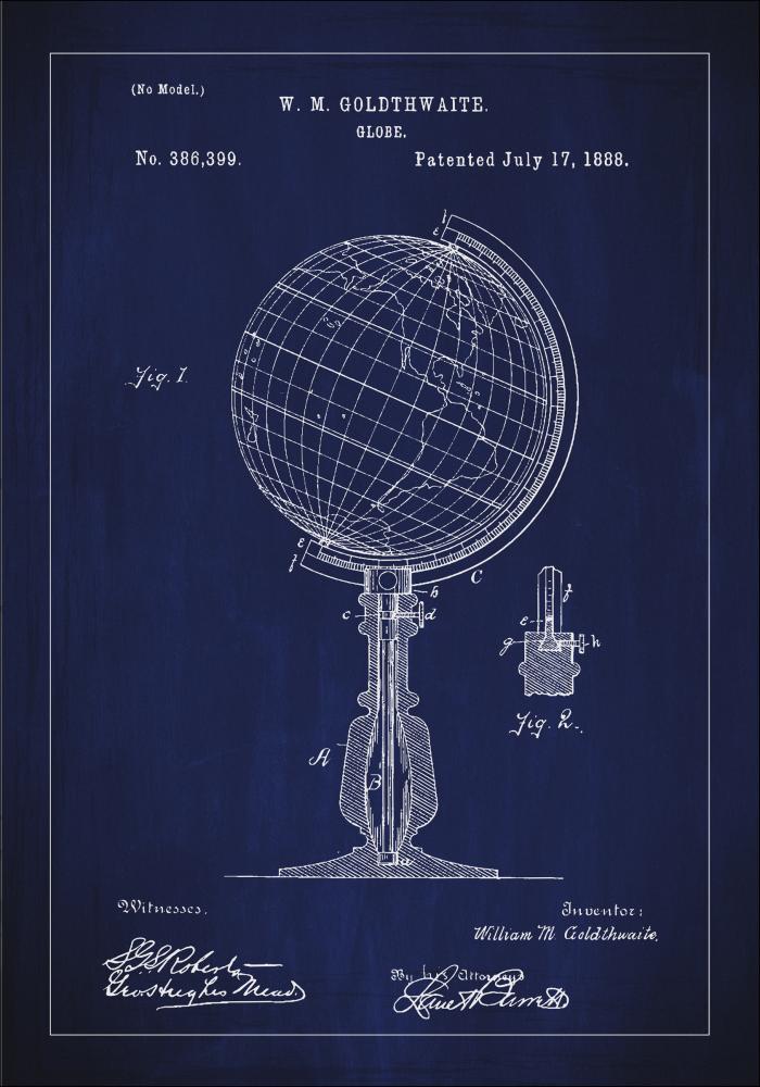 Bildverkstad Patent drawing - Globe - Blue Poster