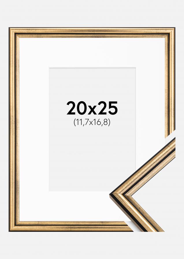 Ram med passepartou Frame Horndal Gold 20x25 cm - Picture Mount White 5x7 inches