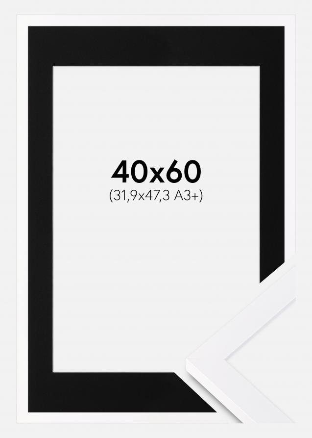 Ram med passepartou Frame Selection White 40x60 cm - Picture Mount Black 32.9x48.3 cm (A3+)