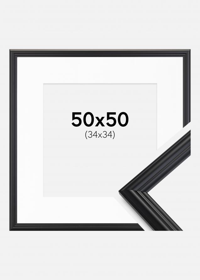 Ram med passepartou Frame Siljan Black 50x50 cm - Picture Mount White 35x35 cm