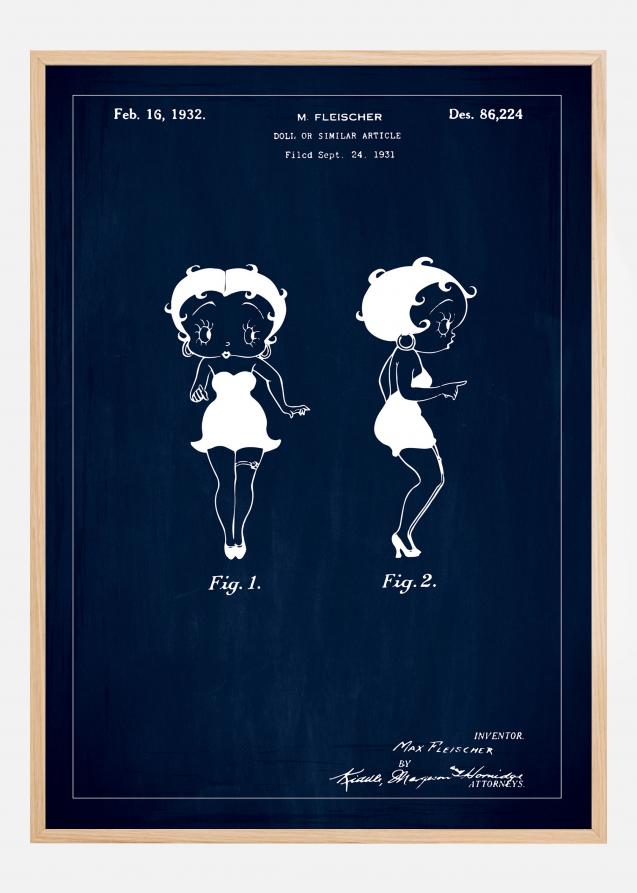 Bildverkstad Patent drawing - Betty Boop - Blue Poster