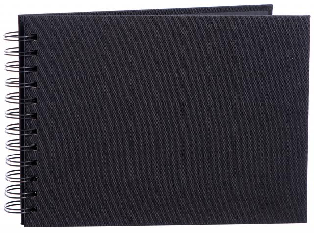 Focus Base Line Canvas Wire-O Black 23x17 cm (40 Black pages / 20 sheets)
