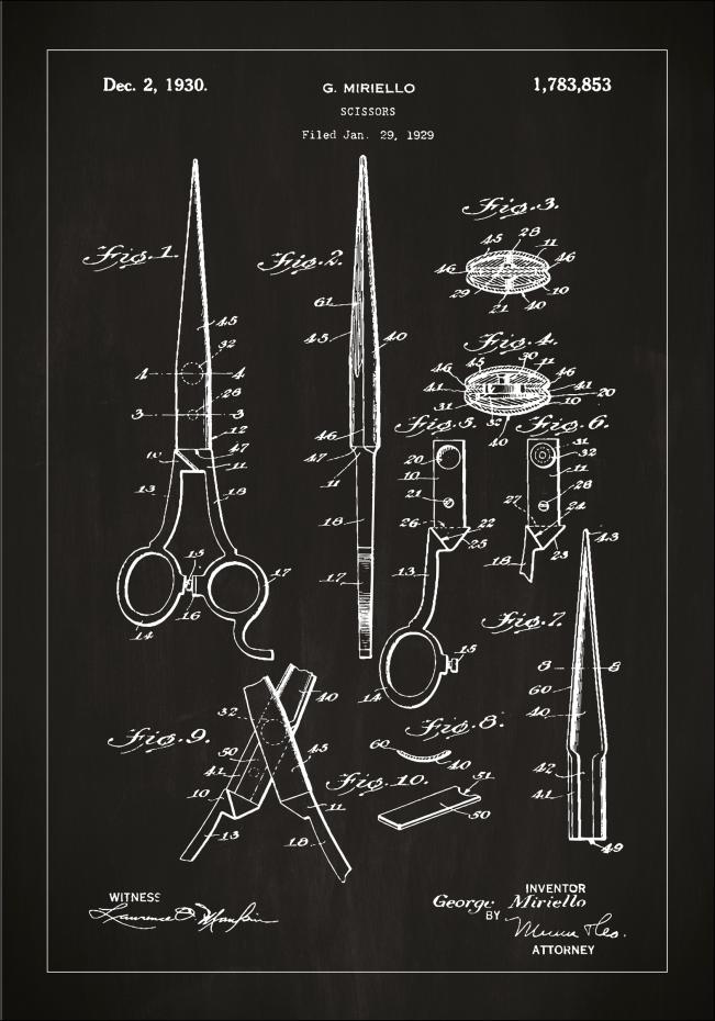 Bildverkstad Patent drawing - Scissors - Black Poster