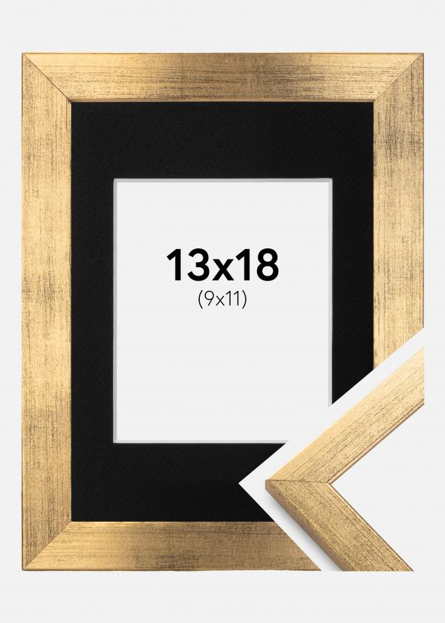 Ram med passepartou Frame Stilren Gold 13x18 cm - Picture Mount Black 10x12 cm
