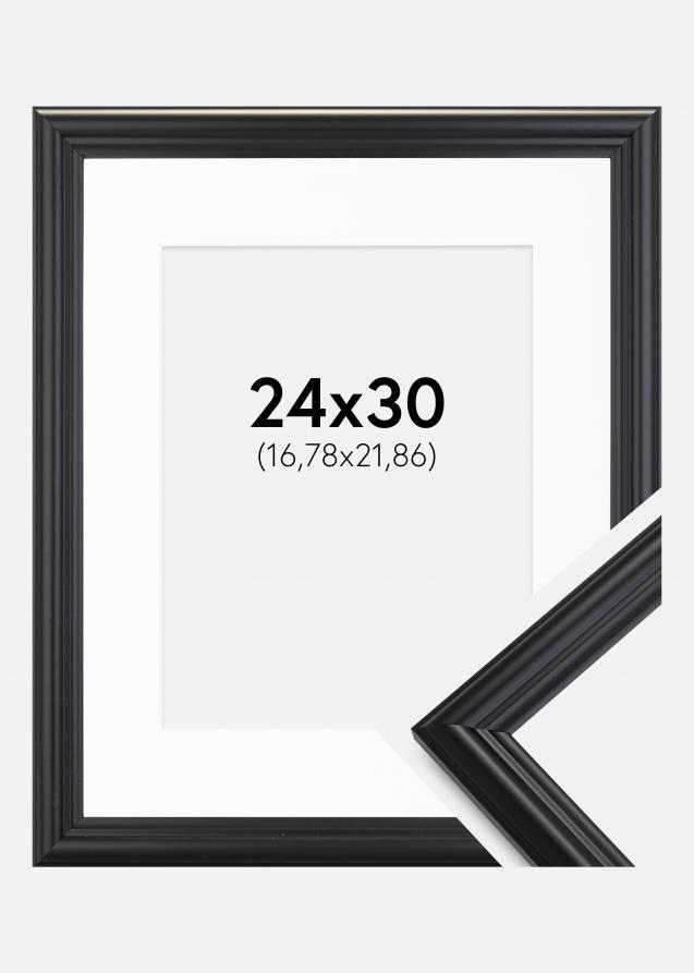 Ram med passepartou Frame Siljan Black 24x30 cm - Picture Mount White 7x9 inches