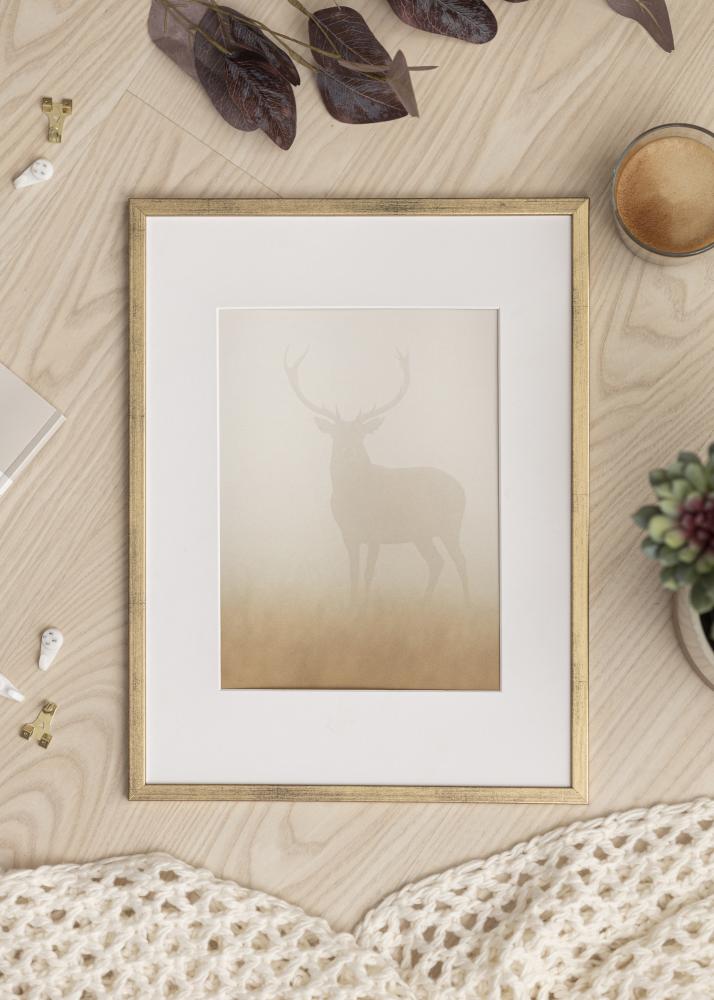 Ram med passepartou Frame Galant Gold 30x40 cm - Picture Mount White 8x12 inches
