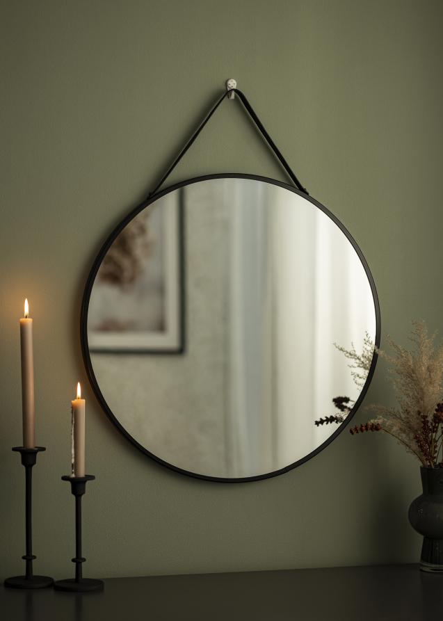 House Nordic Mirror Trapani Black 60 cm Ø