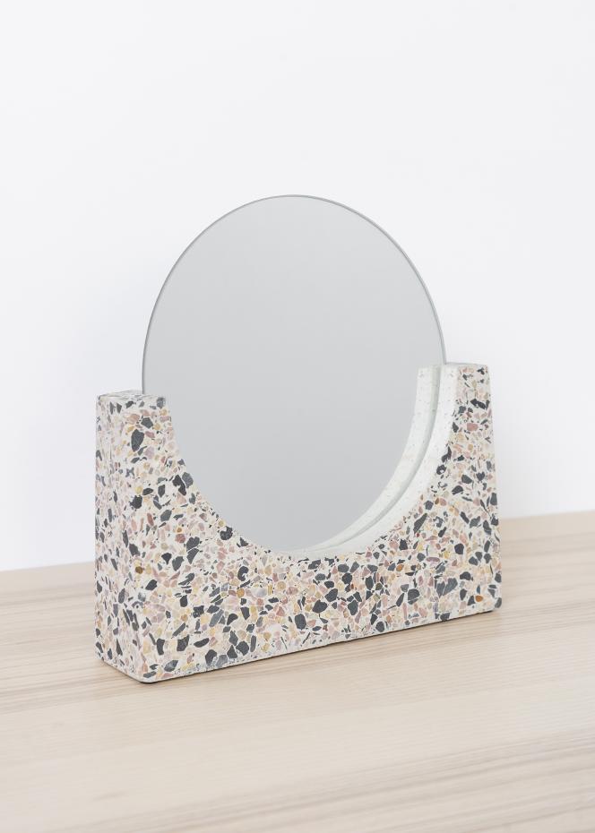 Hbsch Table mirror Terrazzo White 17 cm 