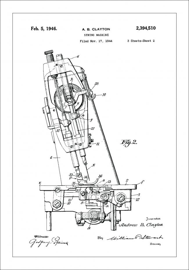 Bildverkstad Patent drawing - Sewing machine II Poster