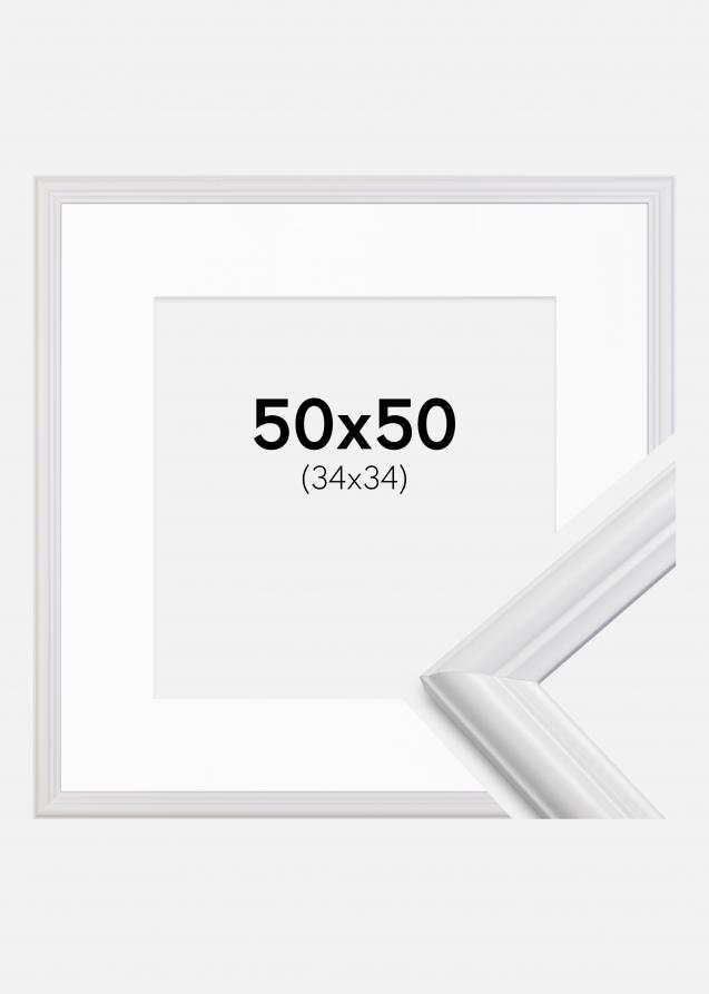 Ram med passepartou Frame Siljan White 50x50 cm - Picture Mount White 35x35 cm