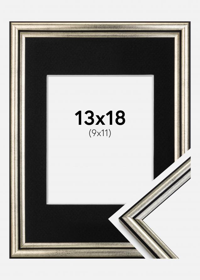 Ram med passepartou Frame Horndal Silver 13x18 cm - Picture Mount Black 10x12 cm