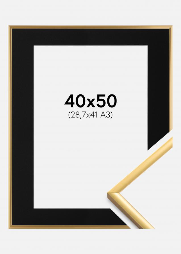 Ram med passepartou Frame New Lifestyle Shiny Gold 40x50 cm - Picture Mount Black 29.7x42 cm (A3)