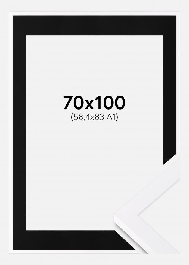 Ram med passepartou Frame Selection White 70x100 cm - Picture Mount Black 59.4x84 cm (A1)