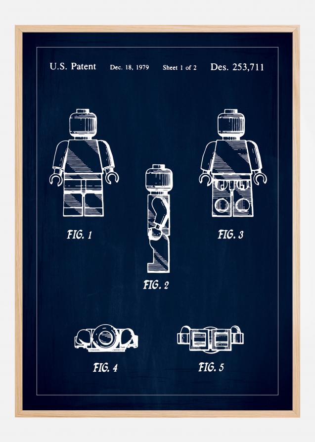 Bildverkstad Patent drawing - Lego I - Blue Poster