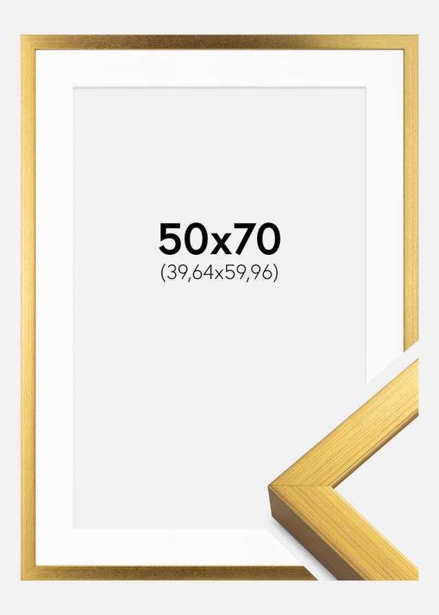 Ram med passepartou Frame Falun Gold 50x70 cm - Picture Mount White 16x24 inches