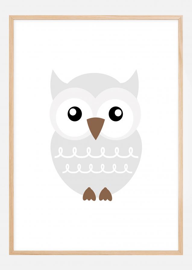 Bildverkstad Owl Solo - Misty grey Poster