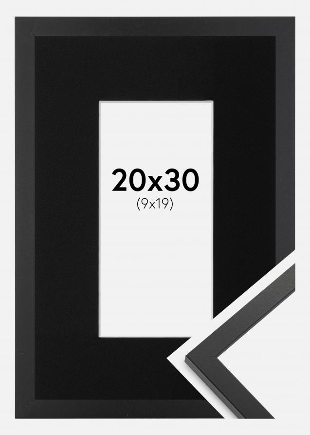 Ram med passepartou Frame Trendy Black 20x30 cm - Picture Mount Black 10x20 cm
