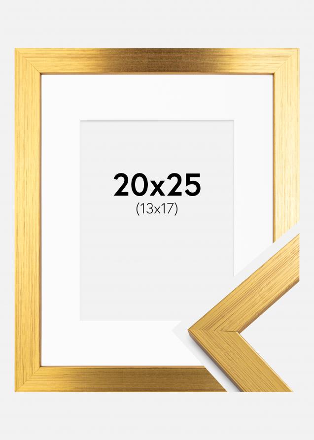 Ram med passepartou Frame Gold Wood 20x25 cm - Picture Mount White 14x18 cm