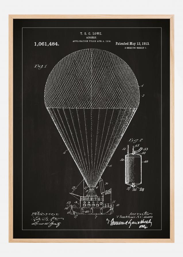 Bildverkstad Patent drawing - Airship - Black Poster