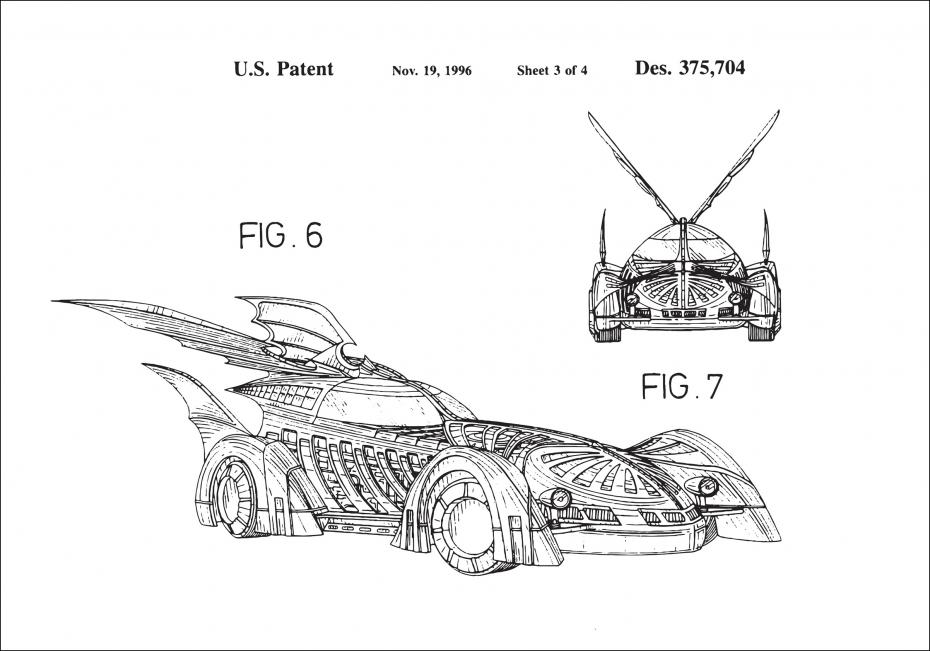 Bildverkstad Patent drawing - Batman - Batmobile 1996 III Poster