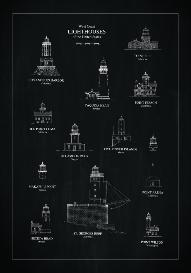 Bildverkstad Slate - Lighthouses - West Coast Poster