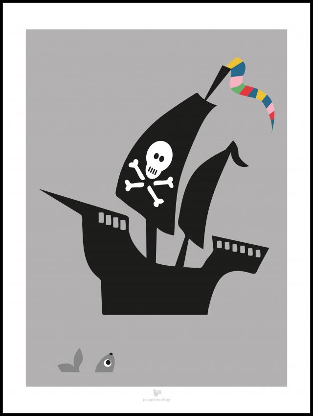 Bildverkstad Ship - grey Poster
