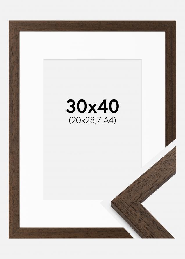 Ram med passepartou Frame Brown Wood 30x40 cm - Picture Mount White 21x29.7 cm (A4)