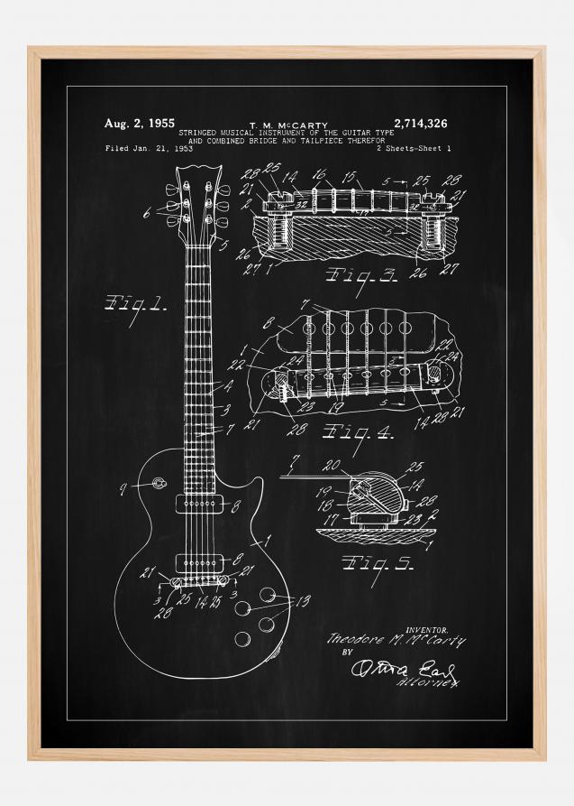 Bildverkstad Patent drawing - Electric guitar I - Black Poster